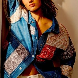 Anthropologie Vigoss Brand Patchwork Denim Jacket
